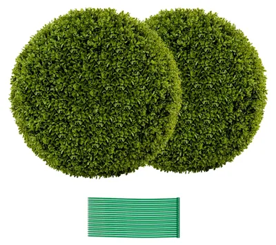 Produktbild von 2 Stück Buchsbaumkugeln 39 cm, künstliche Pflanze, UV-beständig, Formschnittball, dekorative Kugeln für Balkon und Garten