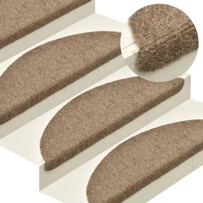 Produktbild von The Living Store Treppenmatten Selbstklebend 15 Stk. Creme 65x21x4cm Nadelvlies