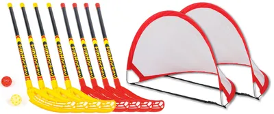 Immagine prodotto di Divertente set da hockey: 8 bastoni + 8 palline + 2 mini porte