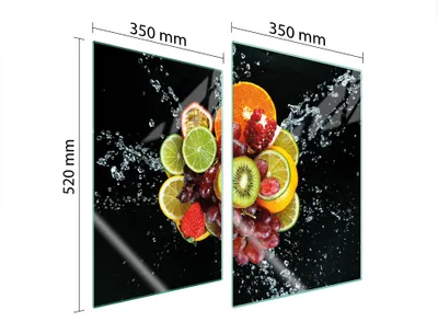 Produktbild von Herdabdeckplatten 2 teilig 35x52 Glaskeramikkochfeld Abdeckung Glas Schneidebrett Obst Bunt