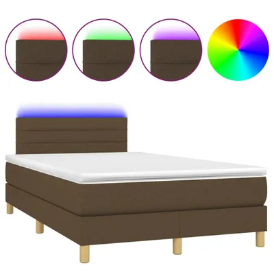 Produktbild von vidaXL Boxspringbett mit Matratze & LED Dunkelbraun 120x200 cm Stoff