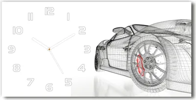 Produktbild von Wanduhr aus Glas – 60x30 cm - Glasbild - Glasuhr - Gehärtetes Glas - weisse-zeiger - Auto Gitter