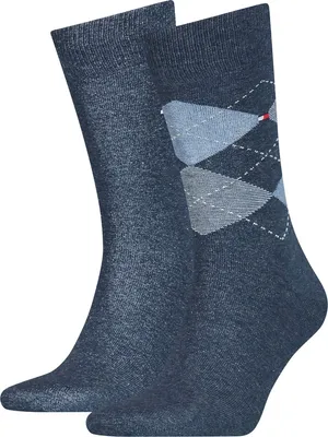Obrázok produktu pre balenie 2 ks TOMMY HILFIGER Check Socks Men 356 - rifle 47-49