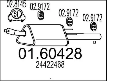 Produktbild von MTS 01.60428 Endschalldämpfer für OPEL VECTRA B (36) Auspuff