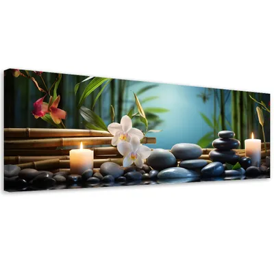 Produktbild von Leinwandbild Zen-Spa-Orchideen 120x40 Feeby Grün bild für die wand bereit zum aufhängen