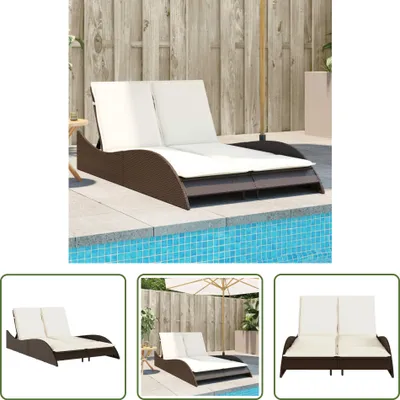 Produktbild von The Living Store Sonnenliege mit Auflagen Braun 114x205x73 cm Poly Rattan