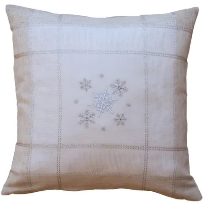 Immagine prodotto di Copricuscino ricamo vintage fiocchi di neve natalizi 40x40 cm