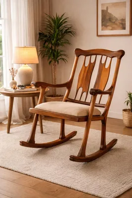 Immagine prodotto di Esclusiva sedia a dondolo marrone Struttura in legno di design Mobili