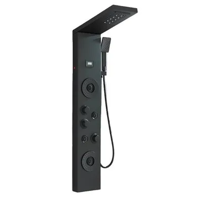 Immagine prodotto di Pannello doccia, illuminazione a LED, funzione idromassaggio, nero opaco