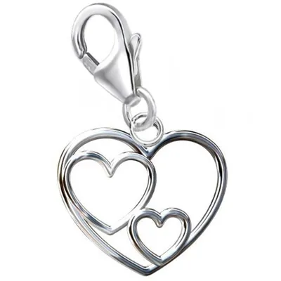 Charm Anhänger – Drei Herzen ineinander aus 925 Sterling Silber

