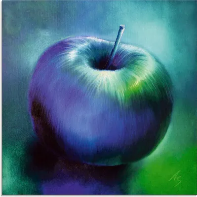 Produktbild von ARTland Glasbild Der blaue Apfel Größe: 50x50 cm