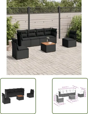 Produktbild von The Living Store 7-tlg. Garten-Sofagarnitur mit Kissen Schwarz Poly Rattan