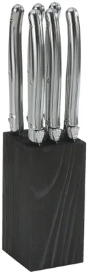 Steakmesser-Set 6-tlg., Edelstahl, schwarzer Holzblock, 24 cm