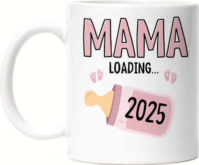 Produktbild von Mama Loading 2025 Tasse Weiß Geschenk Werdende Mama Babynews Mit Ladebalken Mutterschutz Schwangerschaft Geschenkidee