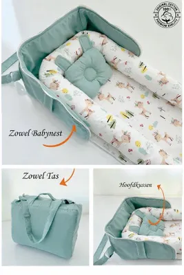 Produktbild von Babynestchen mit Tragetasche 100% Baumwolle  Mint