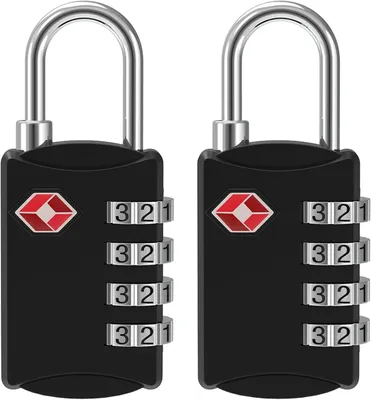 Produktbild von Kombinationsschloss TSA 4-stellig, 2 Stück, Zinklegerung, für Koffer und Rucksäcke