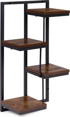 Produktbild von ModernHome ME-ATS07 Wandregal mit 4 Ebenen, dunkles Holz