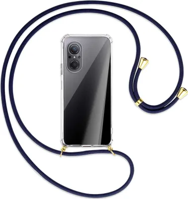 Produktbild von Handykette Backcover-Schutzhülle mit Band (Metall goldfarben) für Huawei nova 9 SE - dunkelblau