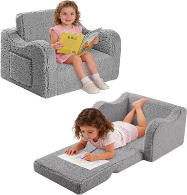 Image de Siège enfant 2-en-1, fauteuil enfant pliable, 58x43x40 cm, housse amovible, pour jeunes enfants