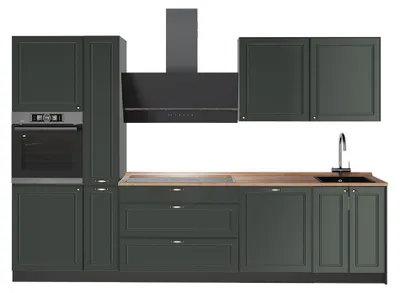 Produktbild von Küchenzeile Vicco Fame-Line Grün-Gold Landhaus/Anthrazit 310 cm, AP Eiche, Model 64265