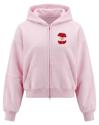 Produktbild von Damen Strickhoodie rosa S reguläre Passform mit Kapuze und Reißverschluss aus Polyester-Baumwoll-Mix