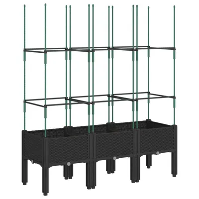 Produktbild von vidaXL Pflanzkübel mit Rankgitter Schwarz 120x40x142,5 cm PP