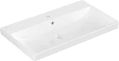 Immagine prodotto di Lavabo da incasso Villeroy & Boch Avento 415680, 800 x 470 mm, rettangolare, 1 foro per rubinetto, foro centrale, con troppopieno, bianco alpino, 1 pz.