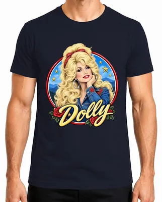 Obrázok produktu pre Dolly Parton, legendárna speváčka country hudby, pánske tričko s motívom, tmavomodrá farba, veľkosť 3XL