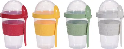 Obrázok produktu pre Sada 4ks pohárov na jogurt Excellent Houseware, plast, 9x16 cm, 600 ml, viacfarebné