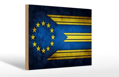 Produktbild von Holzschild Flagge Europa, 30x20 cm, Holzschilder Fahne Nationalität