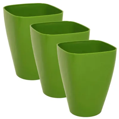 Produktbild von MePla - 3 Stück Kunststoff-Orchideentopf Quadrat ø 9 grün
