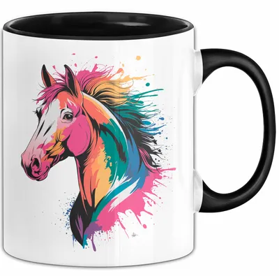Produktbild von Pferde Tierliebhaber Tasse Geschenk Lustige Geschenkidee Spruch (Schwarz)
