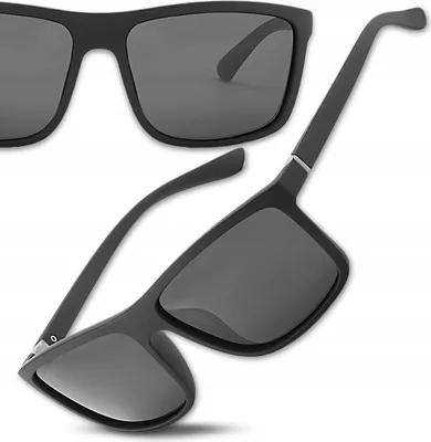 Produktbild von EDIBAZZAR | Schwarze Herren-Sonnenbrille, nerdig, leicht, polarisiert, UV-Filter
