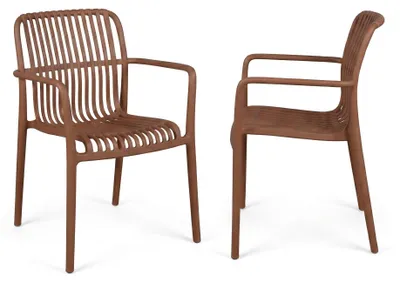 Image de Lot de 2 chaises de jardin en résine Terracotta PALOMA