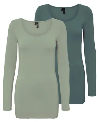 Produktbild von VERO MODA Damen VMMAXI My LS Soft Long U-Neck GA 2P, Desert Sage/Balsam Green, XXL – Grün (1x Desert Sage/ 1x Balsam Green)