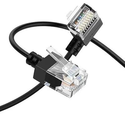 Zdjęcie produktu dla Kabel ethernet CAT6A 90 stopni kątowy 1M ultracienki lan RJ45 10GB/S