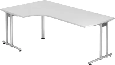 Produktbild von bümö Schreibtisch Serie-N - Nachbildung: Weiß, Größe: Eckschreibtisch 200 x 120 cm