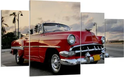Produktbild von Bild auf Leinwand - Leinwandbild - Auto Kuba Himmel - 160x90cm - Wand Bild - Wanddeko - Wandbilder - Leinwanddruck - Bilder - Kunstdruck - Wanddekoration - Leinwand bilder - Wandkunst - DL160x90-0186