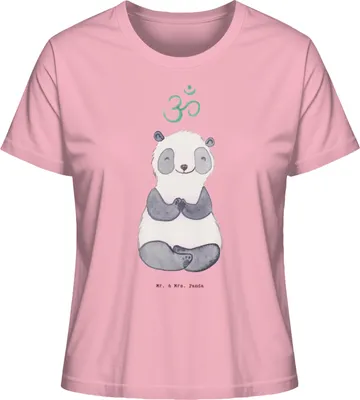 Produktbild von Mr. & Mrs. Panda Oberteil Damen Panda Meditieren Größe S - Baumwolle Pink - Geschenk, shirt, Meditation, Basic T-Shirt, Meditationskurs, Sommershirt