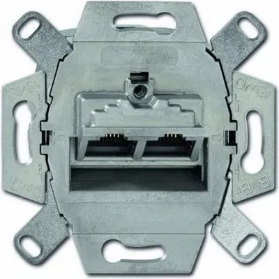 Produktbild von BUSCH JÄGER Komplettset / 2er Netzwerkdose - Rutenbeck 2-fach UAE Anschlussdose Cat.6A UAE + 1 Fach Rahmen + Abdeckung - DURO 2000 cremeweiß