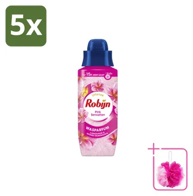 Zdjęcie produktu dla 5 sztuk płynu do płukania tkanin Robijn Wasparfum Intense Pink Sensation - 342 ml - zestaw ekonomiczny