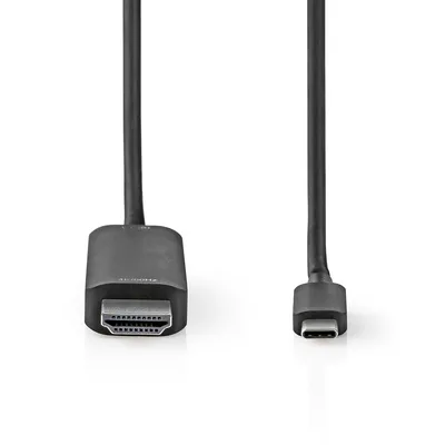 Zdjęcie produktu dla Adapter USB-C Nedis - USB 3.2 Gen 1 - USB-C męski - HDMI męski - 4K@60Hz - 1,00 m - Okrągły - Niklowany - PVC - Czarny - Etykieta
