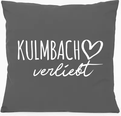 Produktbild von Huuraa Kissen Kulmbach verliebt 40x40cm mit Füllung Steel Grey Baumwolle Dekokissen Geschenkidee