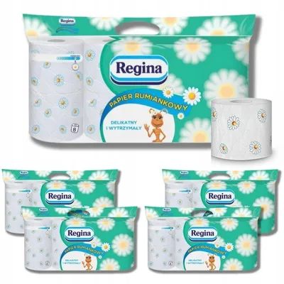 Zdjęcie produktu dla Papier toaletowy Regina Rumiankowy 3 warstwy (8 rolek) x 5 opakowań