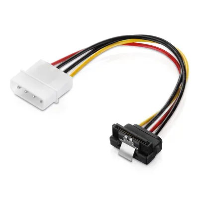 Produktbild von adaptare 47505 15 cm Adapter-Kabel 4-pin Molex auf 15-pin SATA Winkel-Stecker mit Clip schwarz