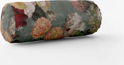 Produktbild von SCHÖNER LEBEN. Kissenhülle Samt Vintage Rosen Blumen mint Größe 15x40cm (ØxB) Nackenrolle 15x40cm (ØxB) Nackenrolle Größe