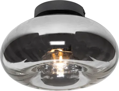 Produktbild von QAZQA - Art Deco Art-Deco-Deckenleuchte I Deckenlampe I Lampe I Leuchte schwarz mit Rauchglas - Ayesha I Wohnzimmer I Schlafzimmer - Rund - LED geeignet E27