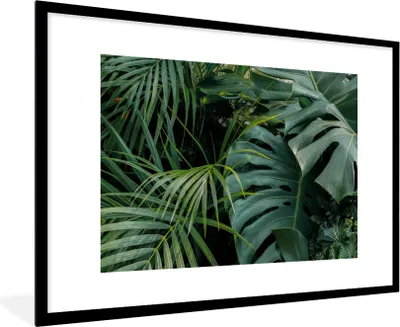 Produktbild von MuchoWow® Gerahmtes Poster Pflanzen - Dschungel - Blätter - Tropisch 90x60 cm - Poster mit Schwarzem Bilderrahmen Wandposter Rahmen Foto Bilder - Wanddekoration - Fotos