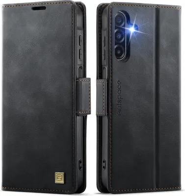 Immagine prodotto di Custodia in pelle per Samsung Galaxy A17 5G/4G, protezione RFID, chiusura magnetica, scomparti per carte e supporto. Nero