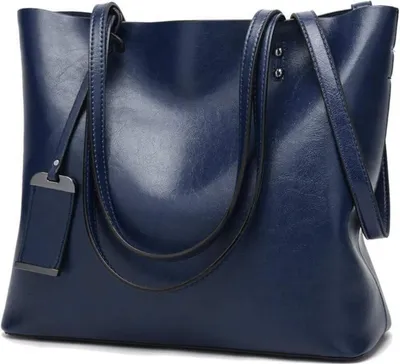 Produktbild von Damen Shopper Tasche Kunstleder Dunkelblau Schulterriemen Henkeltasche